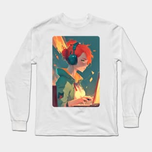 Redhead Anime Programming Girl V 1.07 Long Sleeve T-Shirt